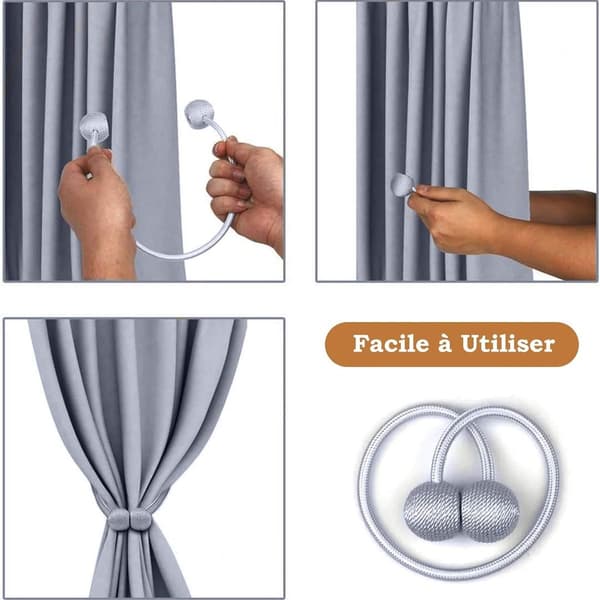 Pakke med 4 Magnetiske Gardinbindere Gardinklips Tov Tilbage KLB