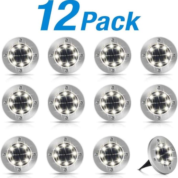 Solcelle gulvlys solcellelys 12 stk 8 LEDS vanntett KLB