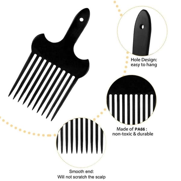 Hårgaffel Kam Sort Plastik Indsats Afro Skridsikker Kam Løft Style 2