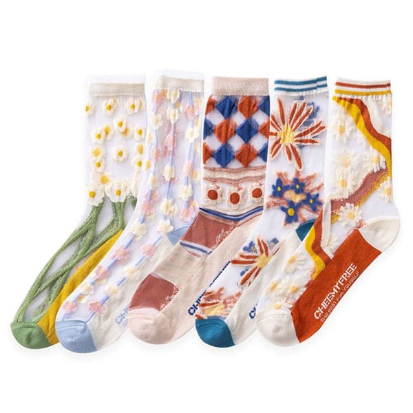 Damstrumpor i ull, sommarstrumpor i transparent tunn mesh-spets, elastisk KLB