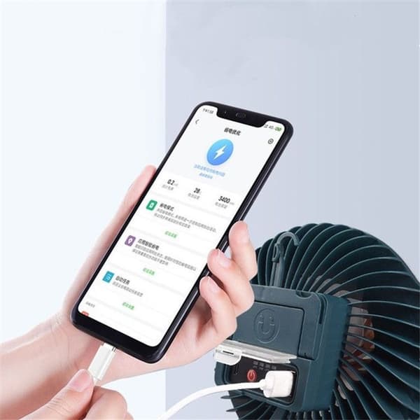 USB genopladelig ventilatorlys live multifunktion telt campinglys, stil: ventilator