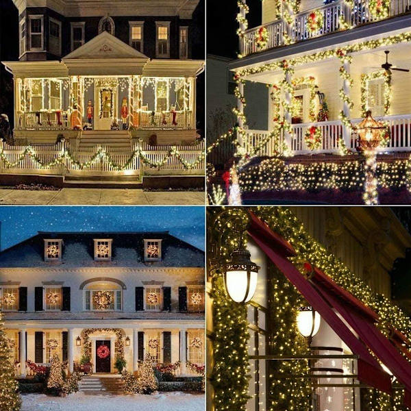 Solcellsbelysning för jul utomhus, BrizLabs 24M 240 LED varmvit KLB