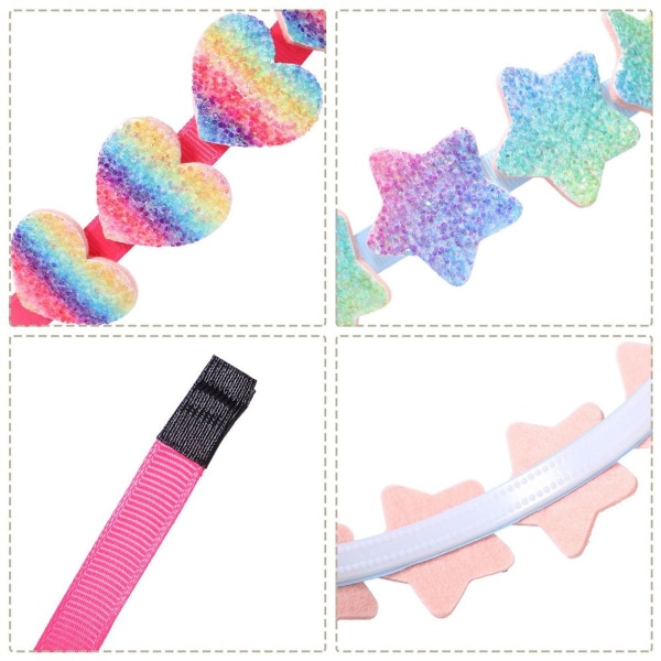 Regnbue pannebånd sett glitter hjerte jente pannebånd regnbue jenter KLB