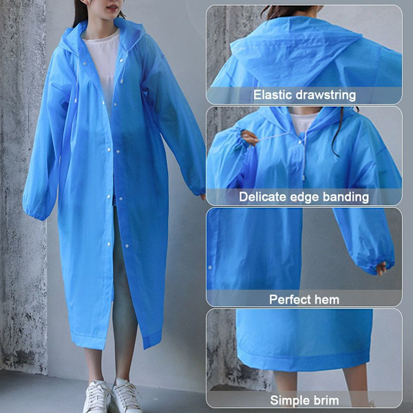 Vuxen återanvändbara ponchos 2-pack huva dragsko blå ponchos KLB
