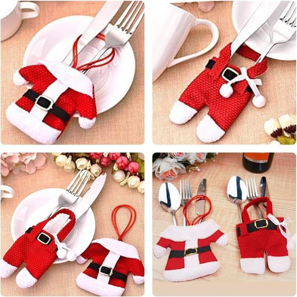 MSQ 4 stk julebestikkholder, bestikkpose, Saint-Klage jul KLB