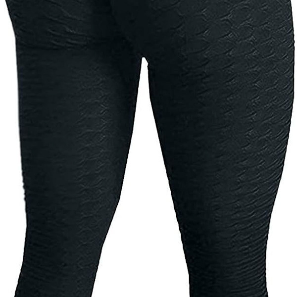 Berømte leggings, kvinners rumpe løftende yogabukser høye 01 svart KLB