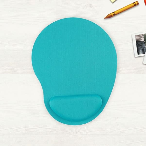 Kontormusematte med gelhåndleddsbeskyttelse. Spillmusematte. Hvit blå