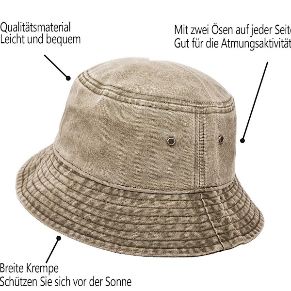 UltraKey Bucket Hat, Bredskygget Vasket Denim Bomulds Udendørs Solhat Flad Top Cap