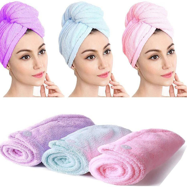 Hårhandduk turban, hårturban 3 stycken hårturban torkar snabbt, hårturban mik KLB
