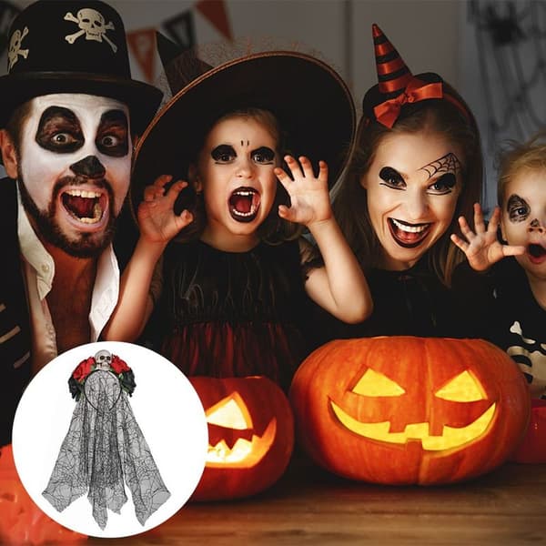 Hodebånd, rosebladskrone, slør, hodebånd, hodeplagg for kostyme Halloween