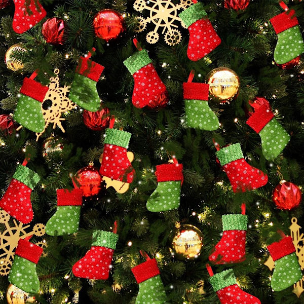 Mini julstrumpor Snöflingemönster Röd Dekoration KLB