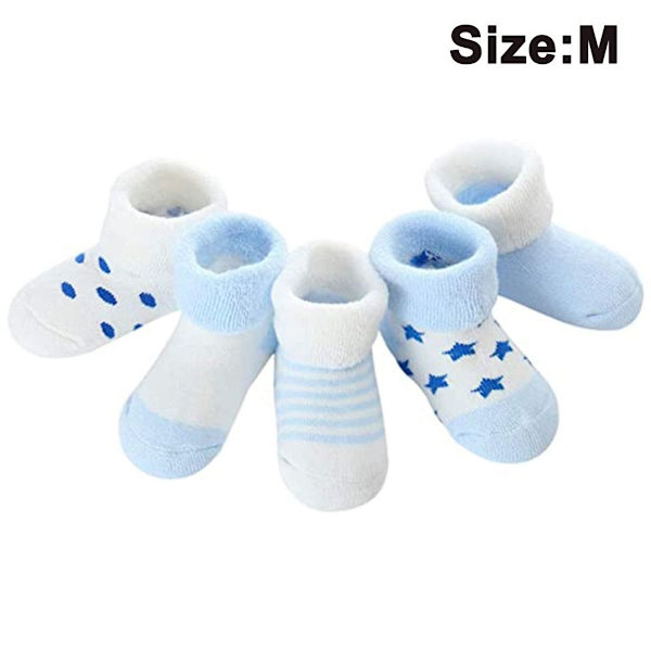 5 par nya varma babyfrottésockor babystrumpor tecknade babyblå KLB