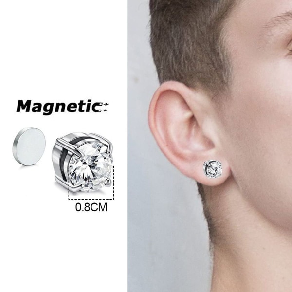 2 par zircon magnet øreringe uden piercing sølv øreringe