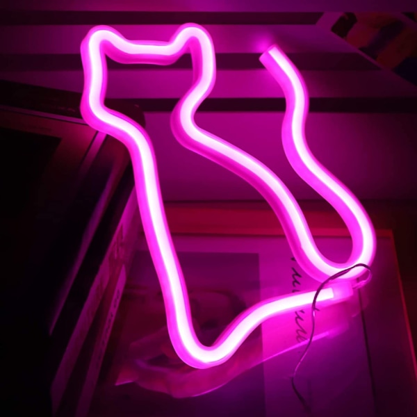 LED-neonvalo Taidekoristevalot Pöytäkoriste Neonlamppu Jalustalla Lapsille Pojille ja Tytöille Ainutlaatuinen Lahja Kaikkiin Tilaisuuksiin (Kissa Jalustalla)
