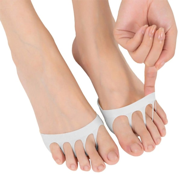 Tåløs halvsok-sandal til kvinder med høj hæl og rem bagpå i hvid KLB