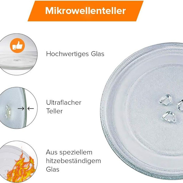 Drejeskive til mikrobølgeovn 24,5 cm mikrobølgeplade 245 mm glasplade KLB