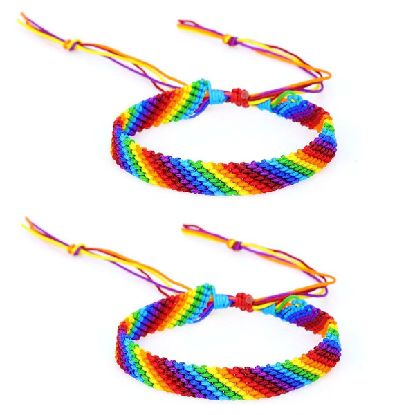 2 stycken regnbågsflätade armband för män och kvinnor, vänskapsarmband KLB
