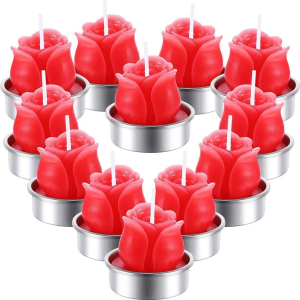 12 stykker Rose bougies chauffe-plat à la hoved delikat bougies de fleurs de KLB