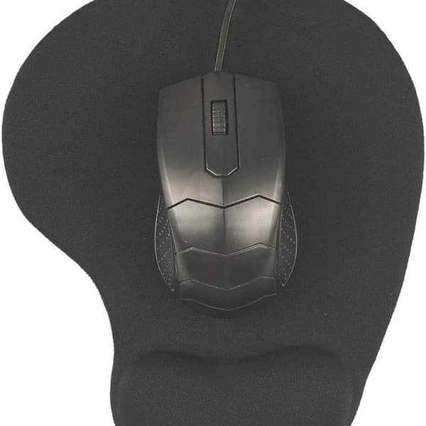 Kontormusemåtte med gel-håndledsstøtte - Ergonomisk Gaming 03Sort