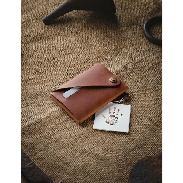 Minimalist Wallet/Card Holder, Brown Crazy Horse Leather Card Holder