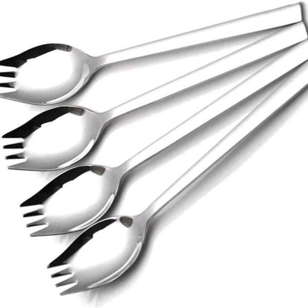 Sporks, 4 kappaleen pakkaus, 1,6 tuuman levyisiä sporkkeja valmistettu 18/10 ruostumattomasta teräksestä