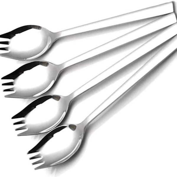 Sporks, pakke med 4, 1,6 tommer brede sporks lavet af 18/10 rustfrit stål