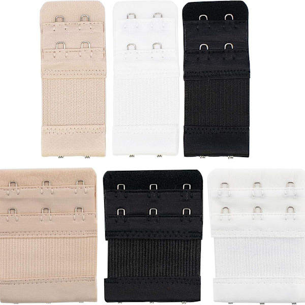 BH-förlängare - 6-pack, krokar, svart vit beige KLB