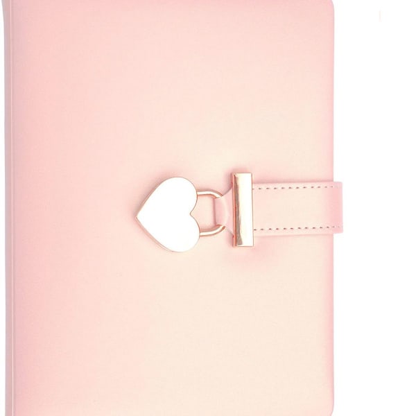 Lukket dagbog, Girls Cute Notebook PU Heart Lock Notebook, KLB