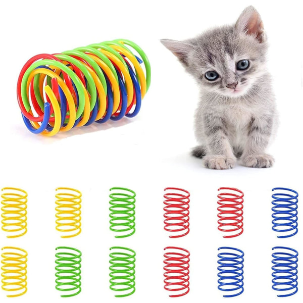 40 stykker fjærleker for katter, spiralfjærer i plast, nyhetsgave til kjæledyr, brukes til kattebiting, jakt og lek med eieren