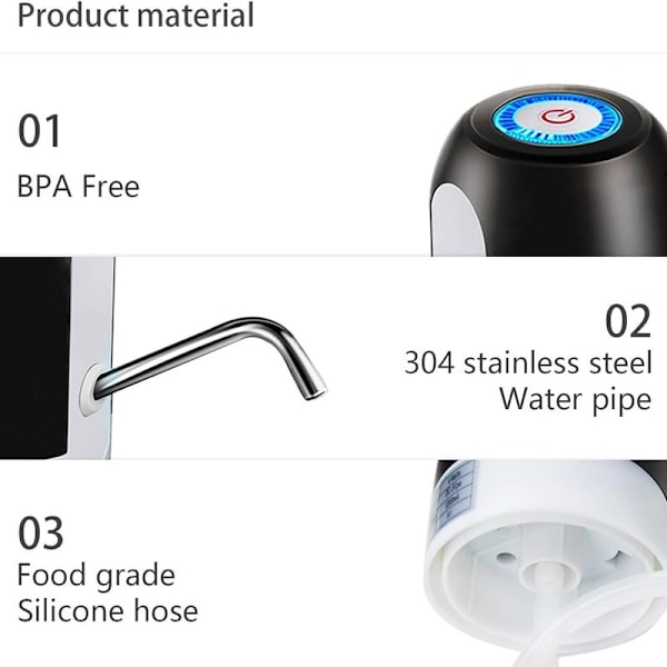 Vatten Dispenser Elektrisk Bärbar USB Laddning 5 Gallon Flaska Vattenpump