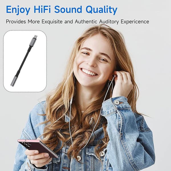 USB Type-C - 3,5 mm:n kuulokeliitäntäsovitin, 2 kpl, USB, harmaa