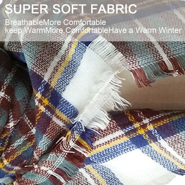 Fashion Rutig Filt Scarf Stor Oversized Lång Scarf för Kvinnor Grön