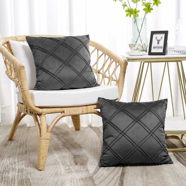 Putetrekk 2 stk tredimensjonalt geometrisk fløyel putevar 45 x 45 cm Hjem Sofa Soverom Bil Dekorativ (Oransje) KLB