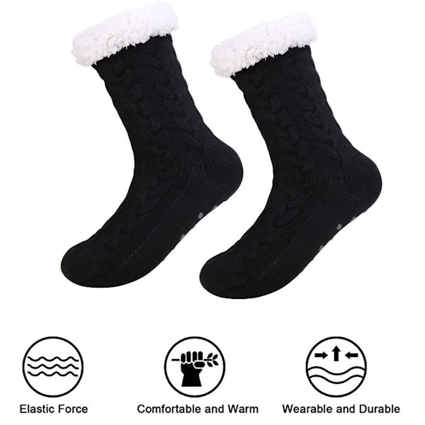 Mjuka tofflor strumpor fluffiga mysiga varma vinterstrumpor svarta KLB