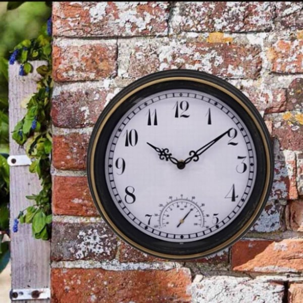 Vattentät utomhus retro termometer väggklocka i plast