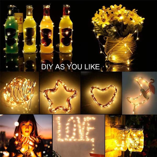 Batteridrevne julelys, pakke med 20 LED-julelys 1m 10 LED