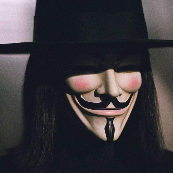 Hacker Anonymous V som Vendetta vit KLB-mask för vuxna