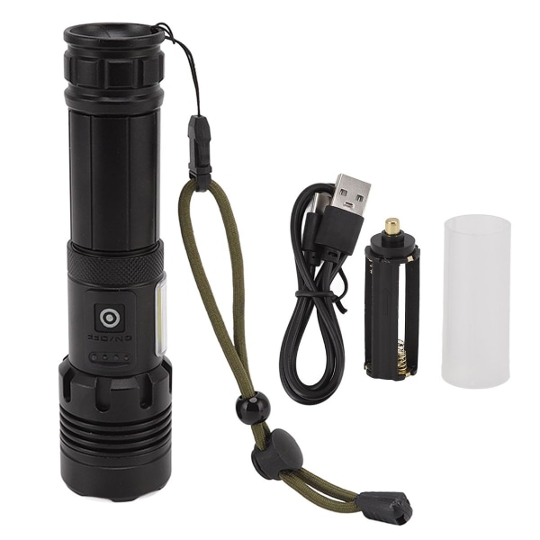 LED-ficklampa, USB-laddningsbar, zoomable effektdisplay KLB