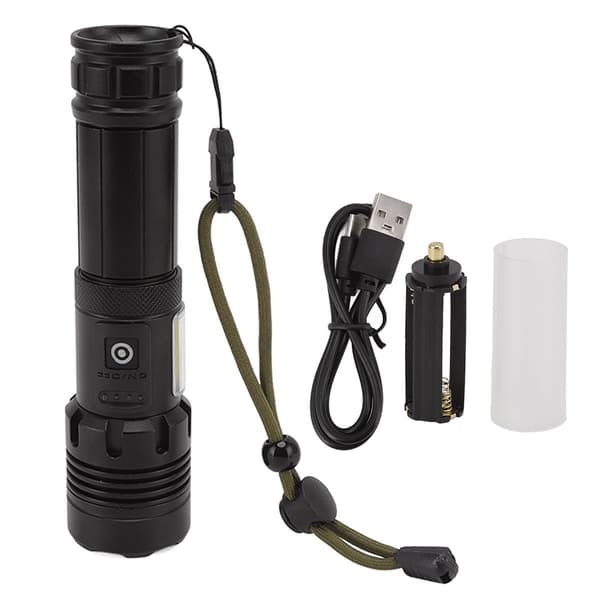LED-taskulamppu, USB-ladattava, zoomaava tehonäyttö KLB