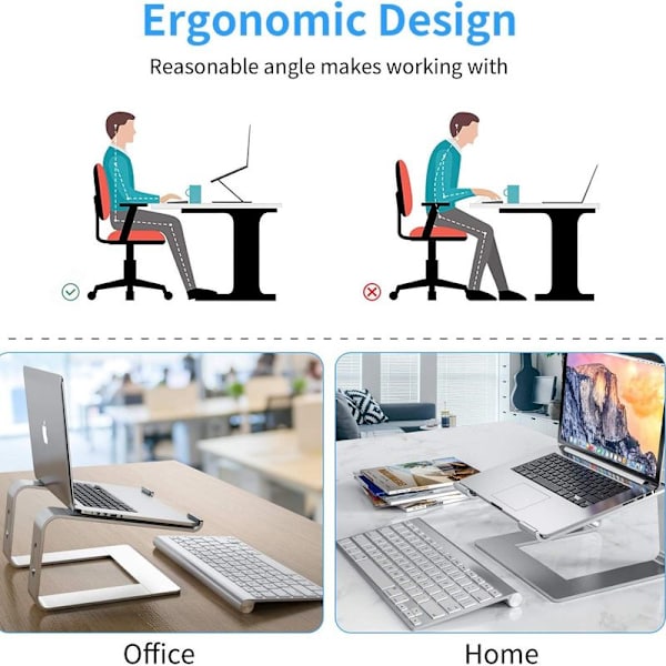 Kannettavan tietokoneen jalusta, tuuletettu alumiininen kannettavan tietokoneen pidike, ergonomisempi