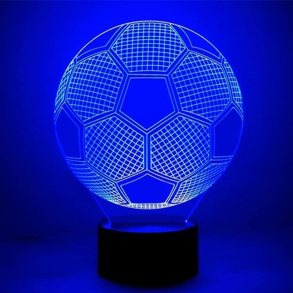 Fodbold 3D Illusion Natlampe, 7 Farver Skiftende Touch Control LED Skrivebordslampe KLB