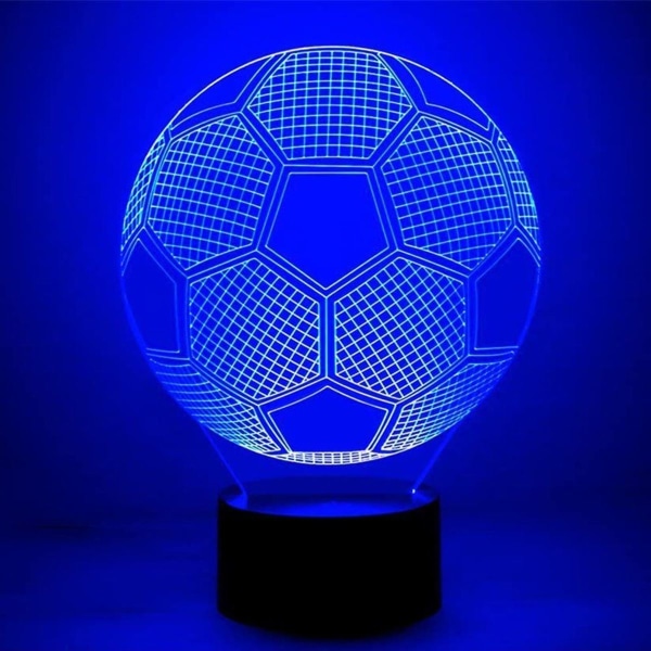 Fotball 3D Illusion Night Lamp, 7 Farger Changing Touch Control LED Skrivebord KLB