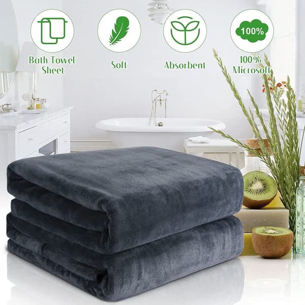 Sett med 2 badehåndklær 80x180 cm, store, superabsorberende håndklær, grå