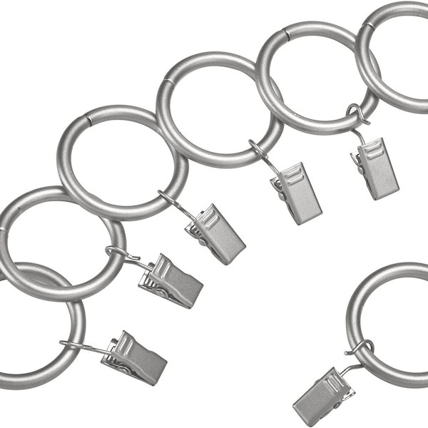 Gardinstangsett med klips 2,5 cm 30 stk Nikkel KLB