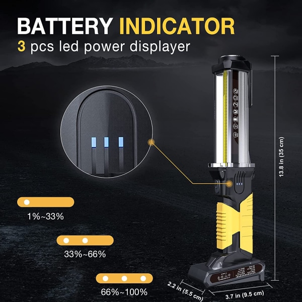 1 Piece Rechargeable LED Handheld Work Light 800 Lumens COB Portable Mechanic Lamp with Magnetic Base and Hook for Repair