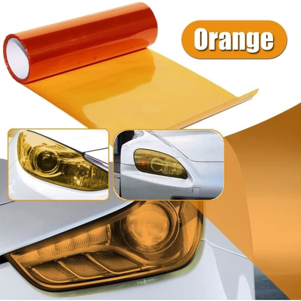 30 x 120 cm selvklebende vinylfilm (oransje) for biltåkelys og baklys