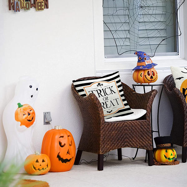 Halloween Dekoration, Halloween Kissenbezüge 18x18 Zoll 4er Set Süßes oder Saures Kissenbezüge Happy Halloween Leinen Sofa Bett Wurf Kissenbezug Dekoration