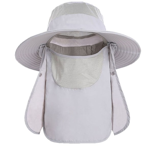 Fisherman Hat for Men Dame Utendørs UV Solbeskyttelse Bred Lys Grå
