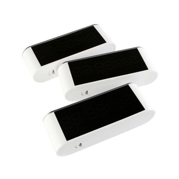 Hushålls LED-spegel, multifunktionell elektronisk klocka, hushållstermometer (röd