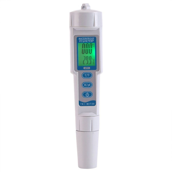 3-i-1 Digital PH EC-mätare och termometer 0,01 PH Vattenkvalitetstestare med hög